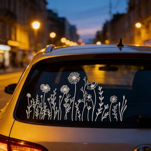 2Pcs Flowers Car Sticker for Headlight Waterproofs Headlight Window Decal for Vehicles Wildflowers Boho Car Sticker Decoration in Saudi Arabia