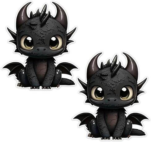 2pcs Cute Little Black Dragon Car Decals, 4.33''x5.12'', Bumper Window Animal Stickers, Car Accessories, Waterproof Vinyl Material | CZ117 in Saudi Arabia