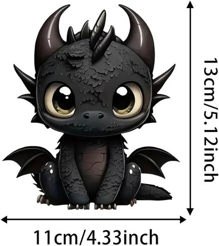 2pcs Cute Little Black Dragon Car Decals, 4.33''x5.12'', Bumper Window Animal Stickers, Car Accessories, Waterproof Vinyl Material | CZ117 in Saudi Arabia
