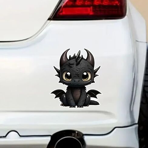 2pcs Cute Little Black Dragon Car Decals, 4.33''x5.12'', Bumper Window Animal Stickers, Car Accessories, Waterproof Vinyl Material | CZ117 in Saudi Arabia