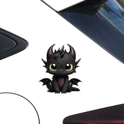 2pcs Cute Little Black Dragon Car Decals, 4.33''x5.12'', Bumper Window Animal Stickers, Car Accessories, Waterproof Vinyl Material | CZ117 in Saudi Arabia