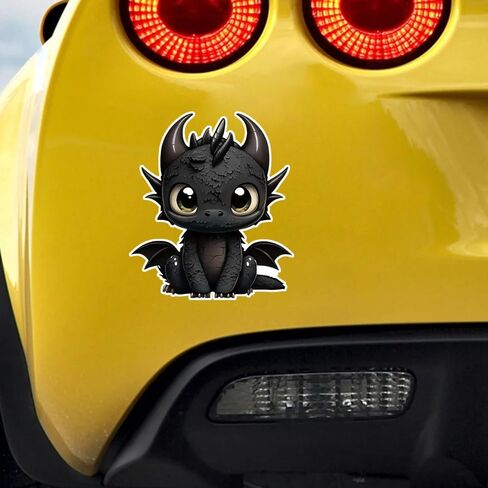 2pcs Cute Little Black Dragon Car Decals, 4.33''x5.12'', Bumper Window Animal Stickers, Car Accessories, Waterproof Vinyl Material | CZ117 in Saudi Arabia