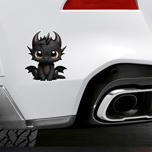 2pcs Cute Little Black Dragon Car Decals, 4.33''x5.12'', Bumper Window Animal Stickers, Car Accessories, Waterproof Vinyl Material | CZ117 in Saudi Arabia