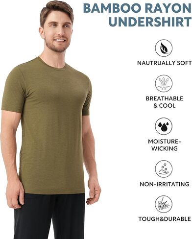 DAVID ARCHY Men's Undershirt Moisture-Wicking T Shirts Heather Stretch Crewneck Tees for Men, 3-Pack (L, Black/Heather Olive Green/Heather Dark Gray) in Saudi Arabia