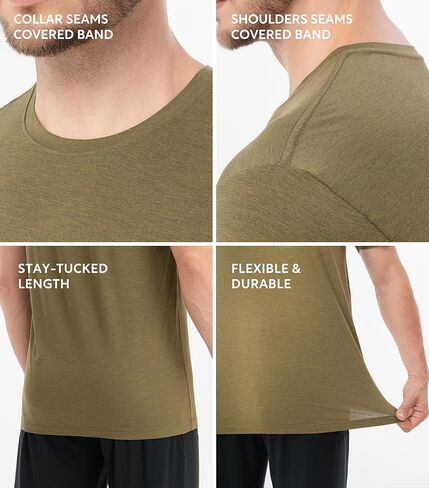 DAVID ARCHY Men's Undershirt Moisture-Wicking T Shirts Heather Stretch Crewneck Tees for Men, 3-Pack (L, Black/Heather Olive Green/Heather Dark Gray) in Saudi Arabia