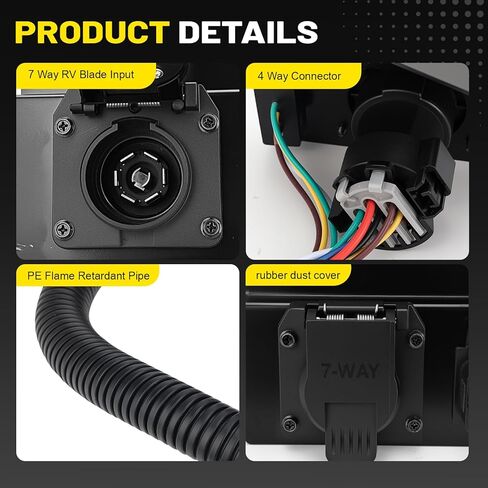4 & 7 Pin Trailer Tow Wiring Harness Plug Compatible with 1999-2001 Ford F250 F350 F450 F550 Super Duty Pickup - Includes Connector & Mounting Bracket, Replaces YC3Z-13A576-CA in Saudi Arabia