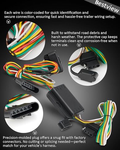 55510 4-Pin Flat Trailer Wiring Harness Kit Compatible with Chevy Colorado 2004-2012, GMC Canyon 2004-2012, Isuzu I-280 I-290 I-350 I-370 2006-2008, 4-Way Connector Tow Hitch Wiring Harness in Saudi Arabia