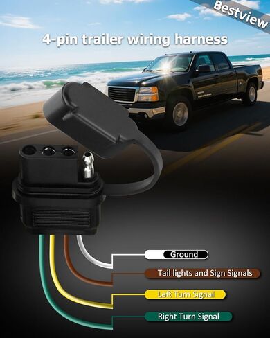 55510 4-Pin Flat Trailer Wiring Harness Kit Compatible with Chevy Colorado 2004-2012, GMC Canyon 2004-2012, Isuzu I-280 I-290 I-350 I-370 2006-2008, 4-Way Connector Tow Hitch Wiring Harness in Saudi Arabia