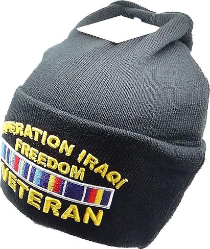 Operation Iraqi Freedom Mens Cuffed Beanie Cap [Black] - ID#40108 in Kuwait