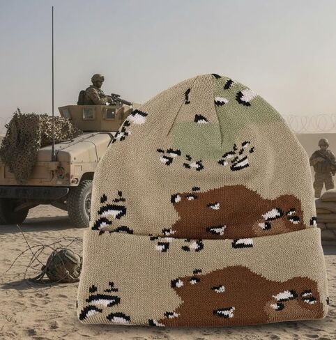Desert Storm Brown Black Military Tactical Camo Camouflage Hunting Hunter Beanie Watch Cap Winter Stocking Hat Outdoors in Saudi Arabia