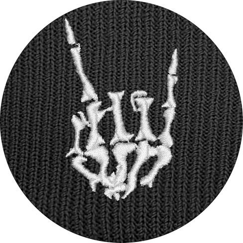 قبعة الهالوين على شكل جمجمة هيكل عظمي منسوجة يدويًا، هدية رائعة لعيد الميلاد المجيد للرجال والنساء (الولايات المتحدة، ألفا، مقاس واحد، عبوة من قطعتين - أسود) in Kuwait