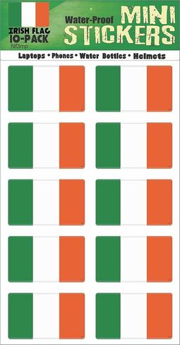 Gear Tatz - Ireland, Irish Flag - National Flag Phone Stickers - .8 x 1.5 inches - Set of 10 - Professionally Made in The USA - Vinyl Decals (Vinyl, MiniX1) in Saudi Arabia