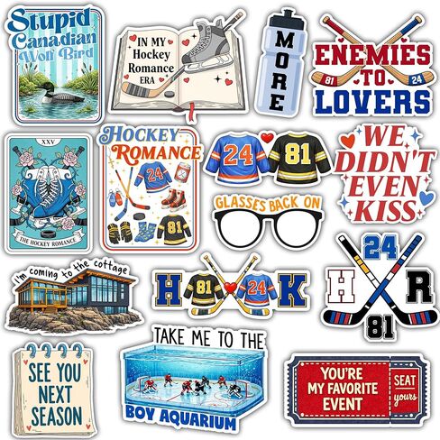 VOTANTA (15 Pcs, 3 inch) - Hockey Romance Stickers Pack, Stupid Canadian Wolf Bird Sticker, The Cottage LGBT Hockey Romance Book Lover Bookish Sports Gifts Decoration for Laptop, Phone, Water Bottle in Kuwait