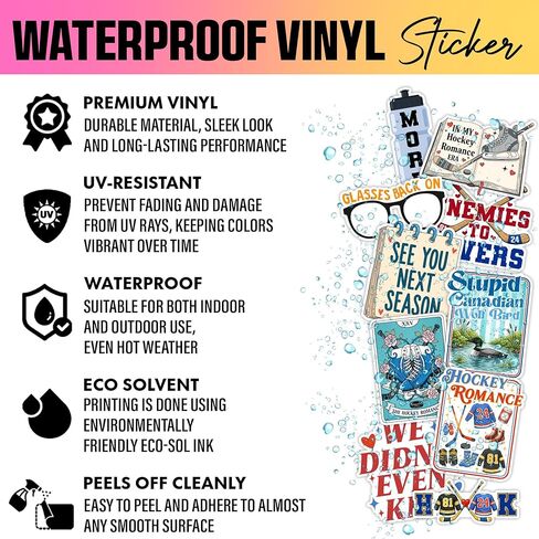 VOTANTA (15 Pcs, 3 inch) - Hockey Romance Stickers Pack, Stupid Canadian Wolf Bird Sticker, The Cottage LGBT Hockey Romance Book Lover Bookish Sports Gifts Decoration for Laptop, Phone, Water Bottle in Kuwait