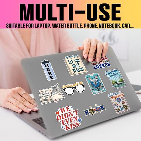 VOTANTA (15 Pcs, 3 inch) - Hockey Romance Stickers Pack, Stupid Canadian Wolf Bird Sticker, The Cottage LGBT Hockey Romance Book Lover Bookish Sports Gifts Decoration for Laptop, Phone, Water Bottle in Kuwait