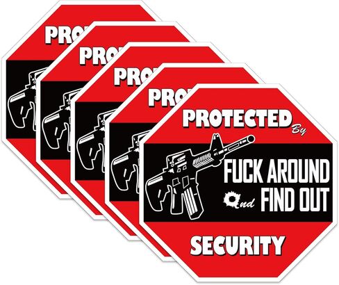 FAFO Security Warning Sign Stickers - 5 Pack Protected by Fuck Around and Find Out Sticker 6" Size Funny Removable Decals for Car Vehicle Bumper Truck Window Home/Door Wall Laptop Waterproof in Kuwait