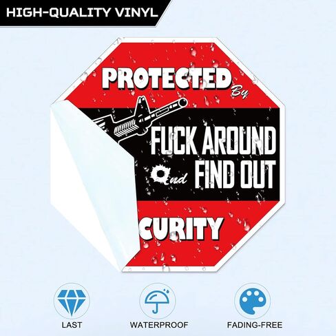 FAFO Security Warning Sign Stickers - 5 Pack Protected by Fuck Around and Find Out Sticker 6" Size Funny Removable Decals for Car Vehicle Bumper Truck Window Home/Door Wall Laptop Waterproof in Kuwait