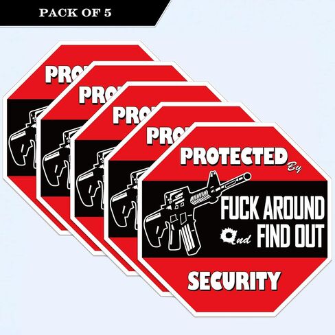 FAFO Security Warning Sign Stickers - 5 Pack Protected by Fuck Around and Find Out Sticker 6" Size Funny Removable Decals for Car Vehicle Bumper Truck Window Home/Door Wall Laptop Waterproof in Kuwait