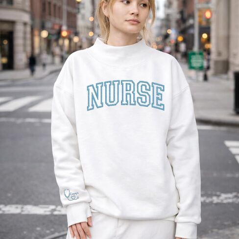 Luxury Custom Embroidered Nurse Mockneck Sweatshirt, Custom RN CNA ICU, Graduation for Nurse, Medical Assistant Sweatshirts, Doctor Gift, Birthday, Christmas 4 in Kuwait