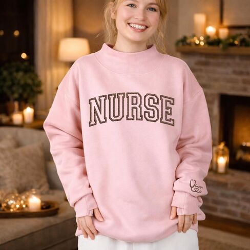 Luxury Custom Embroidered Nurse Mockneck Sweatshirt, Custom RN CNA ICU, Graduation for Nurse, Medical Assistant Sweatshirts, Doctor Gift, Birthday, Christmas 4 in Kuwait