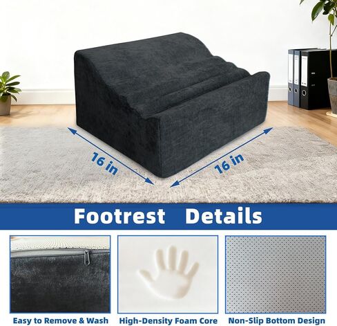 Foot Rest Under Desk, Comfortable Office Footrest, Ergonomic Foot Stool for Long Sitting with Curved Design Relieves Leg Pressure (Dark Gray) in Saudi Arabia