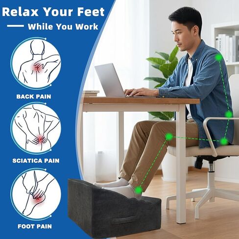 Foot Rest Under Desk, Comfortable Office Footrest, Ergonomic Foot Stool for Long Sitting with Curved Design Relieves Leg Pressure (Dark Gray) in Saudi Arabia