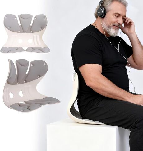 Ergonomic Back and Lumbar Support Pillow for Office Chair, Legless Floor Seat with Back Support and Detachable Cushion, Office Chair Posture Corrector, Work from Home Essentials, Large in Saudi Arabia