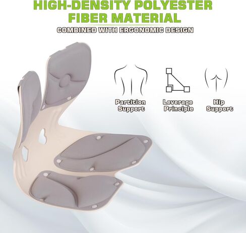 Ergonomic Back and Lumbar Support Pillow for Office Chair, Legless Floor Seat with Back Support and Detachable Cushion, Office Chair Posture Corrector, Work from Home Essentials, Large in Saudi Arabia