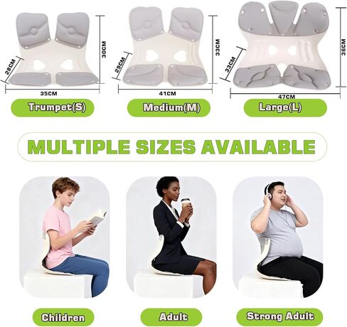 Ergonomic Back and Lumbar Support Pillow for Office Chair, Legless Floor Seat with Back Support and Detachable Cushion, Office Chair Posture Corrector, Work from Home Essentials, Large in Saudi Arabia