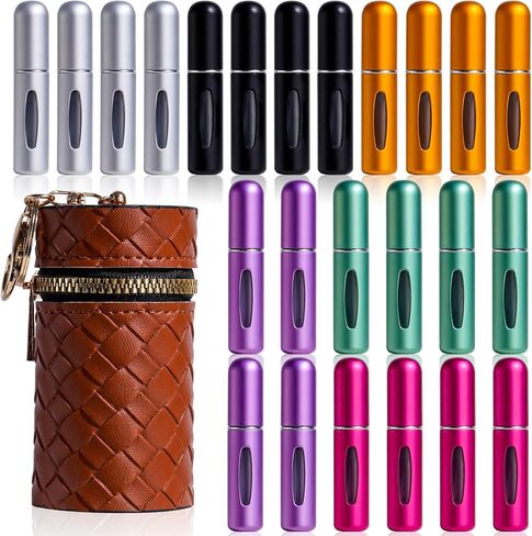 JPNK 24 Pcs Mini Refillable Perfume Portable Atomizer Bottles Travel Size Spray Refillable Refill Bottle 5 ml with Travel and Outgoing Bag in Saudi Arabia