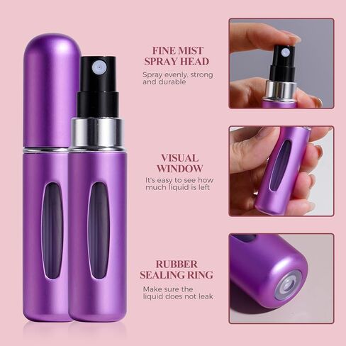 JPNK 24 Pcs Mini Refillable Perfume Portable Atomizer Bottles Travel Size Spray Refillable Refill Bottle 5 ml with Travel and Outgoing Bag in Saudi Arabia