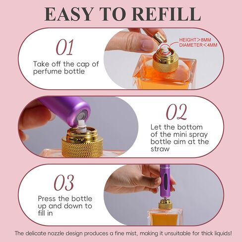 JPNK 24 Pcs Mini Refillable Perfume Portable Atomizer Bottles Travel Size Spray Refillable Refill Bottle 5 ml with Travel and Outgoing Bag in Saudi Arabia