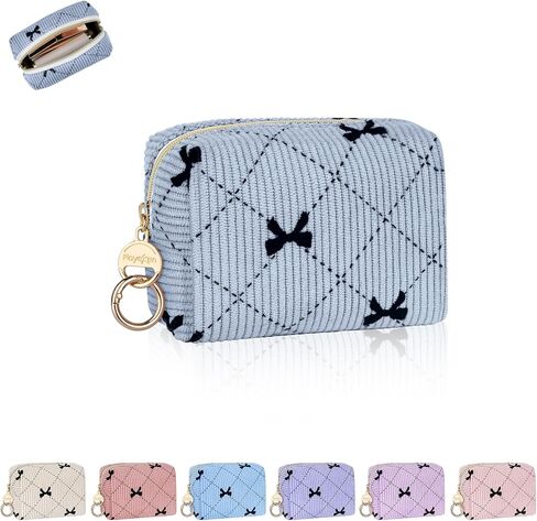 حقيبة مكياج صغيرة، حقيبة مستحضرات تجميل صغيرة من سروال قصير للمحفظة مع مشبك حلقي، حقيبة مكياج محمولة للسفر لأحمر الشفاه وأحمر الشفاه والعملة المعدنية وسماعات الأذن وبطاقة الائتمان (أسود) in Kuwait