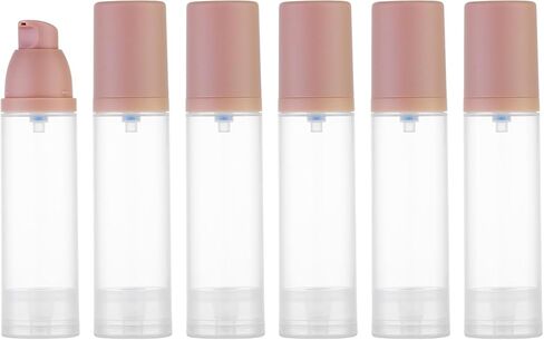 Travel Pump Bottle for Lotion - Airless Pump Container 1.7oz Empty for Cosmetic Oil - Small Dispenser Refillable for Travel Size Shampoo Mini Jar for Toiletry Foundation Makeup 50ml 6pcs Pink in Kuwait