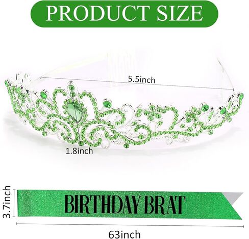 3PCS Green Birthday Brat Set - Sash, Sunglasses & Crown for Birthday Party, Photo Shoots & Outings in Kuwait