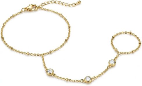 Pencros الذهب سلسلة اليد سوار للنساء العصرية، 14K داينتي فنجر سوار اليد مجوهرات سوار الذهب للنساء أزياء بوهو شاطئ مجوهرات الزفاف الهدايا in Kuwait