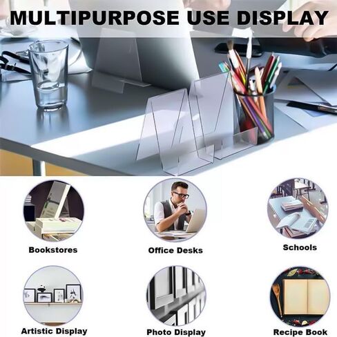 2 Pack Acrylic Book Stand, Clear Easel Stand for Display, Display Stand for Album, CD, Magazine, Postcard, Picture, Artworks, Phone, Tablet in Saudi Arabia