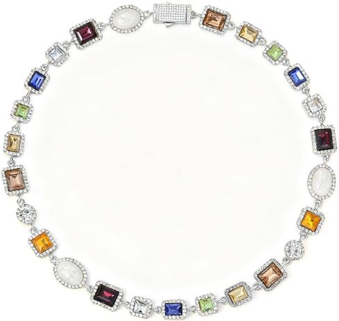 قلادة تنس للرجال والنساء، قلادة ماسية مع أحجار كريمة زركونيا مكعبة، قلادة سلسلة عتيقة مع حجر أوبال، قلادات كريستالية، مجوهرات لعيد الميلاد، عيد الميلاد، الذكرى السنوية، الذهب والفضة in Kuwait