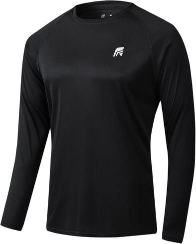 قمصان رياضية بأكمام طويلة للرجال، قمصان رياضية مسامية، عامل حماية من الأشعة فوق البنفسجية 50+، قمصان تدريب للجري سريعة الجفاف للصالة الرياضية in Kuwait