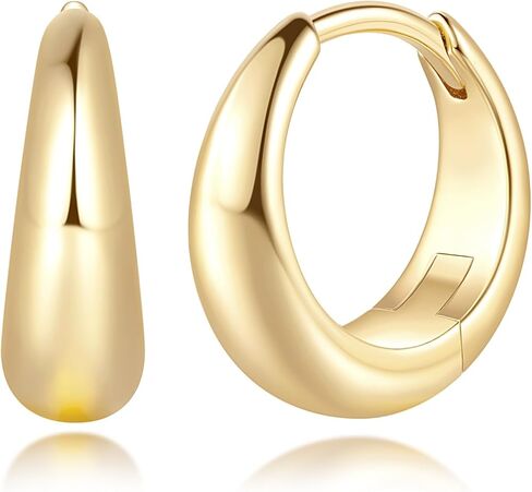 Hoop Earrings for Women 14K Gold Plated Earrings for Women Design Hypoallergenic Lightweight Hoop Earrings Hoops 13 MM/18 MM/22 MM in Kuwait