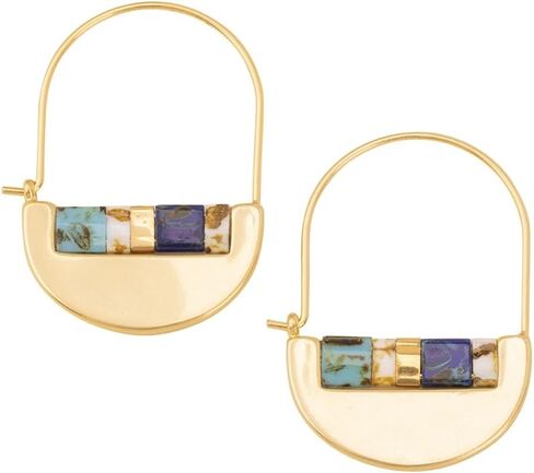 Scout Curated Wears - Good Karma Miyuki Crescent Hoop - Indigo/Gold in Kuwait