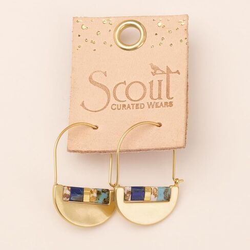 Scout Curated Wears - Good Karma Miyuki Crescent Hoop - Indigo/Gold in Kuwait