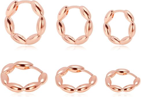 3 Pairs Hoop Huggie Earrings Set for Women | Multiple Piercing Cartilage Hoop Lightweight Earrings Set Stack Jewelry Gift in Saudi Arabia