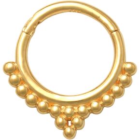 ANYGOLDS 14k Real Solid Gold Beaded Hoop Earring - Cartilage, Daith, Tragus, Conch, Septum, Nose Piercing Jewelry - Versatile 18 Gauge Clicker Ring for Body and Ear - Elegant Gold Body Jewelry in Kuwait