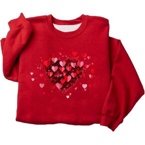 عيد الحب البلوز المرأة لطيف الحب القلب الجرافيك بلوزات طويلة الأكمام ملابس الربيع 2026 البلوز القمم in Kuwait