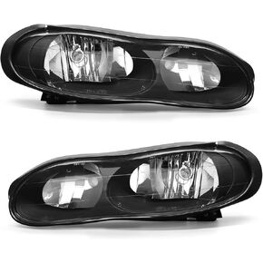 Headlight Assembly for 1998-2002 Chevy Camaro compatible with 1998 1999 2000 2001 2002 Chevy Camaro Clear Lens Black Housing Clear Reflector Headlamp Replacement Left and Right in Kuwait