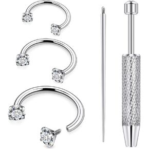 20G 18G 16G 14G Horseshoe Septum Nose Ring Piercing Jewelry F136 Titanium Internal Thread Circular Barbell Daith Rook Earring Smiley Snake Bite Lip Ring Piercing Jewelry for Women Silver Gold in Kuwait