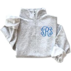 POPPOP مخصص Monogram ربع الرمز البريدي البلوز، شخصية الأحرف الأولى السترة للنساء، مريحة مطرزة نصف الرمز البريدي سترة، عارضة الصوف أعلى، مخصص اسم الرسالة هدية in Kuwait