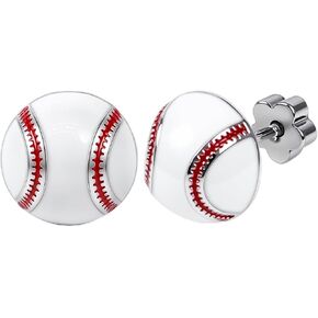 أقراط بيسبول من الفضة الإسترليني عيار 925 - أقراط صغيرة بظهر مسطح مع بطاقات رياضية تحت عنوان مجوهرات لمحبي البيسبول هدايا للنساء وأمها وزوجتهها وصديقتها Bestie‌ أمي أساسيات عيد الفصح وأعياد الميلاد والذكرى السنوية للتخرج‌ in Kuwait