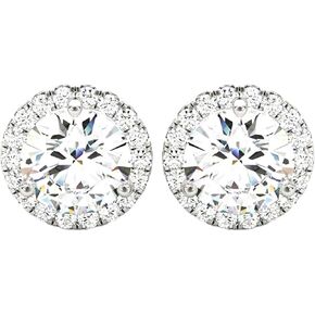 1-5 Carat Round Halo Diamond Earrings 14K Gold Luxury Collection Push Back in Saudi Arabia